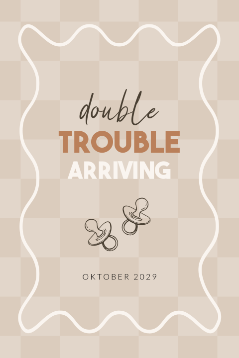Tweeling zwangerschapsaankondiging Double Trouble