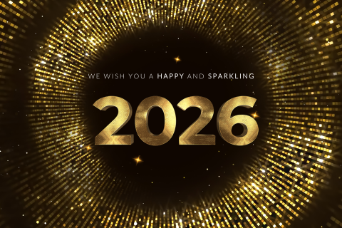 Sparkling zakelijke kerstkaart met goudlook 2026