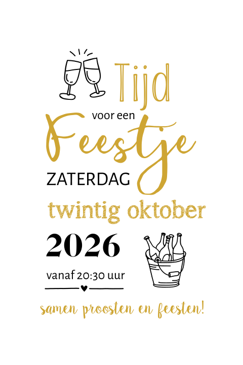 Uitnodigingskaart handlettering tijd voor een feestje!