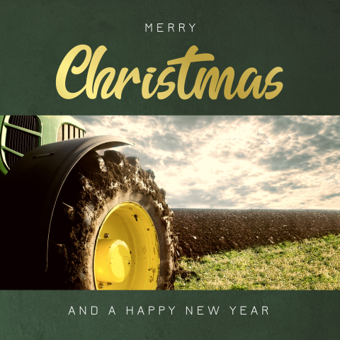 Foto tractor kerstkaart zakelijk met folie