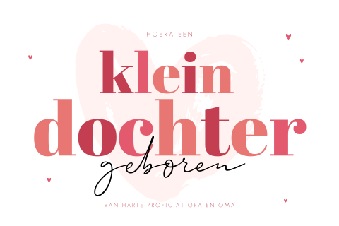 Felicitatiekaart geboorte kleindochter met aquarel hart