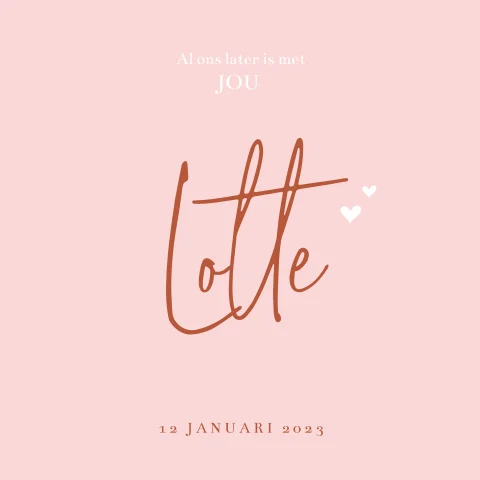 Modern en rustig meisjeskaartje met sierlijke letters