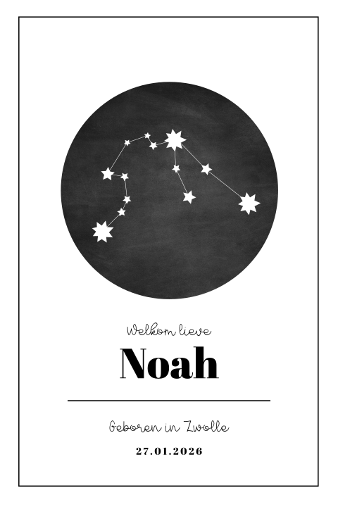 Genderneutraal geboortekaartje met sterrenbeeld Waterman