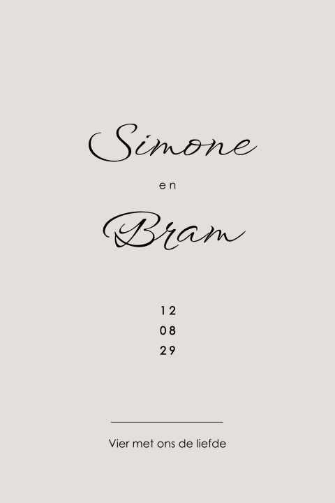 Trouwkaart clean rustig chique klassiek sierlijke letters