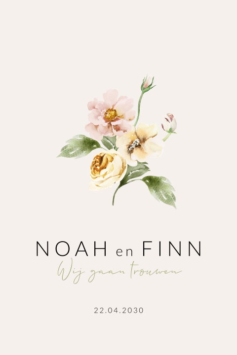 Stijlvolle bloemen huwelijksuitnodiging