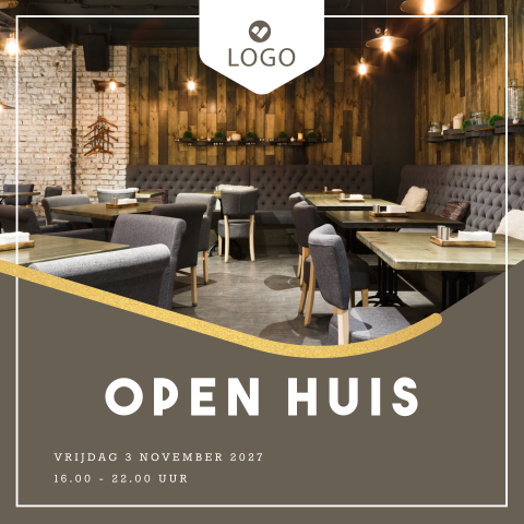 Zakelijk open huis uitnodiging met logo en foto