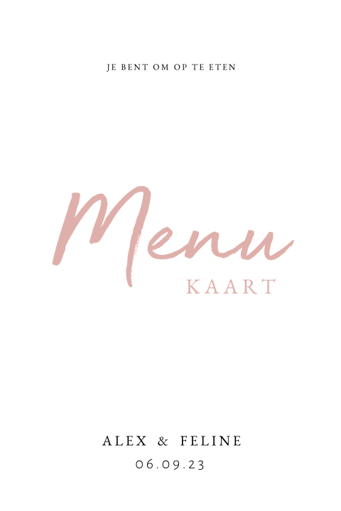 Basic menukaart Rustiek Roze