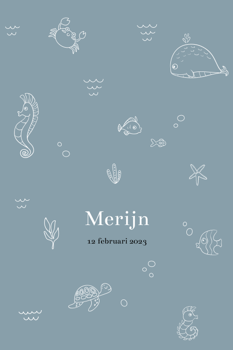 Zeedieren geboortekaartje voor een jongen