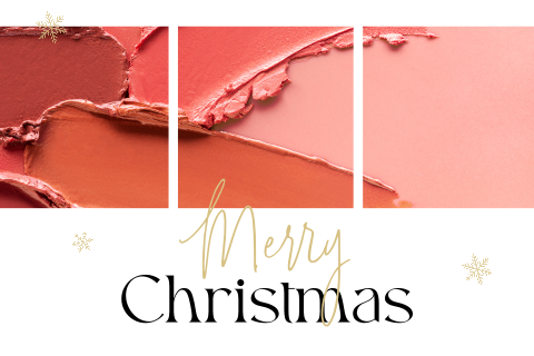 Zakelijke kerstkaart met foto van kleurrijke lippenstift