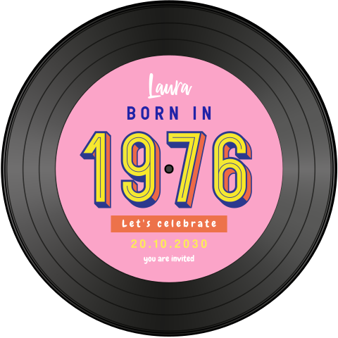 50 jaar Sarah retro uitnodiging in bijzondere vorm van een lp