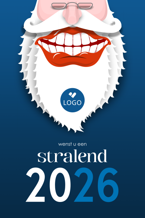 Stralend 2026 zakelijke kerstkaart met kerstman smile