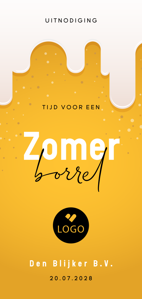 Zakelijke uitnodiging zomerborrel met bier en eigen bedrijfslogo