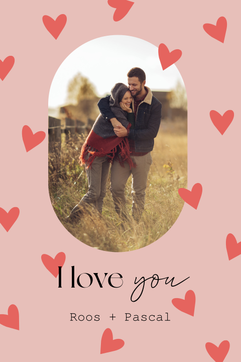 Valentijnskaart met hartjes en eigen foto