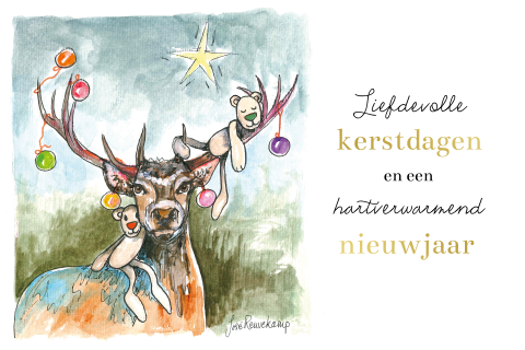 Goed doel kerstkaart Ronald McDonald Huis Zwolle met goudfolie