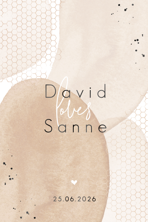 Abstracte trouwkaart met zwartfolie en honingraat