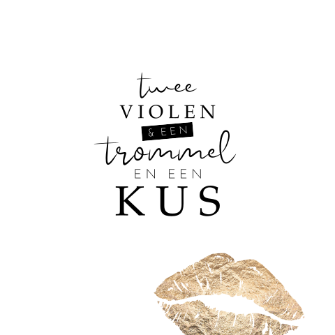 Twee violen en een trommel en een kus hippe verjaardagskaart