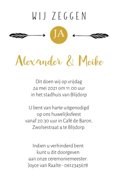 Hippe handlettering foto trouwkaart