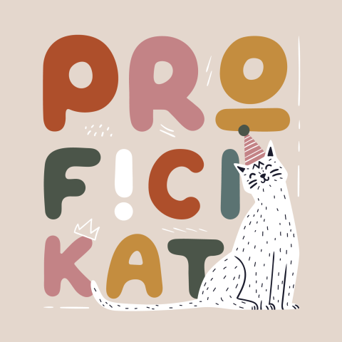 Dieren verjaardagskaart met poes en proficikat