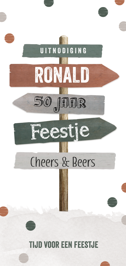 Uitnodiging verjaardag 50 jaar wegwijzer