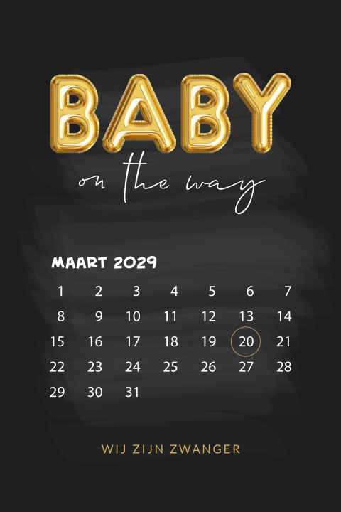 Aankondiging zwangerschap met kalender