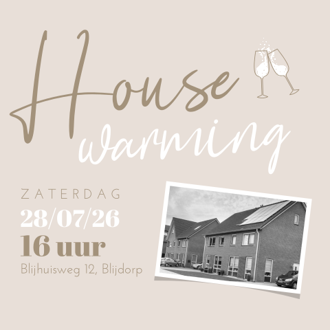 Uitnodiging proostende glazen met foto housewarmingsfeestje