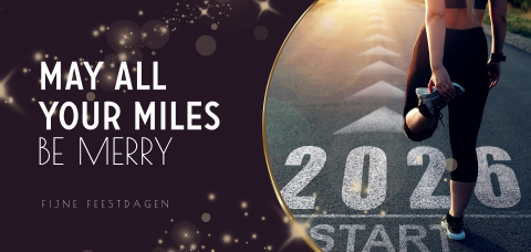 Zakelijke kerstkaart met foto van hardloper en jaartal