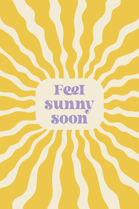 Beterschapskaart 'feel sunny soon' met zonnestralen