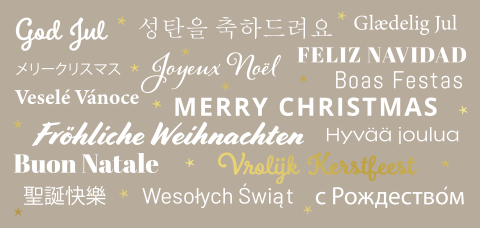 Meertalige zakelijke kerstkaart met luxe foliedruk en eigen logo