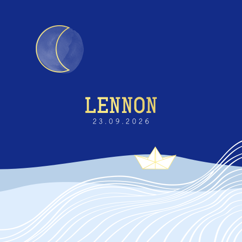 Felgekleurd jongens foliekaartje met bootje en golven