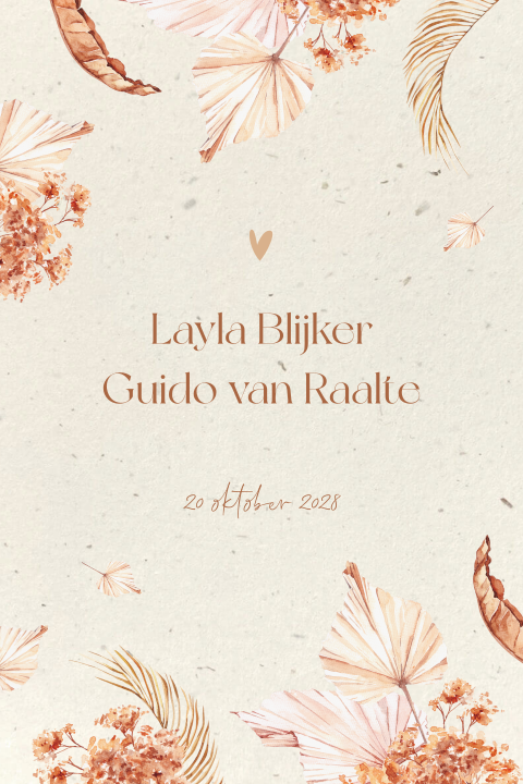 Bloemen trouwkaart op duurzaam papier