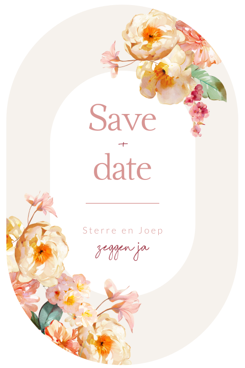 Romantische Save the Date uitnodiging met bloemen