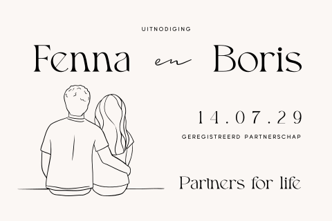 Uitnodiging geregistreerd partnerschap met lijntekening