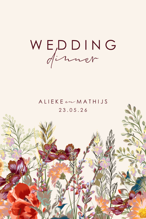 Bloemen menukaart met afgeronde hoeken