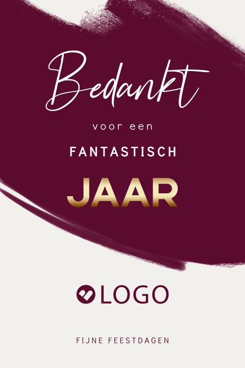 Bedankt kerstkaart zakelijk met logo en aquarel veeg