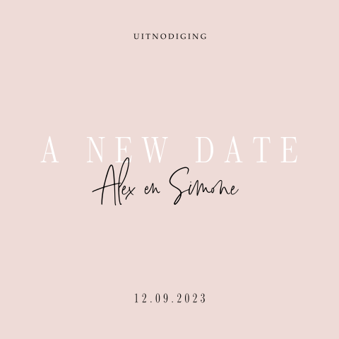 Wedding postponed kaartje met " A new date"