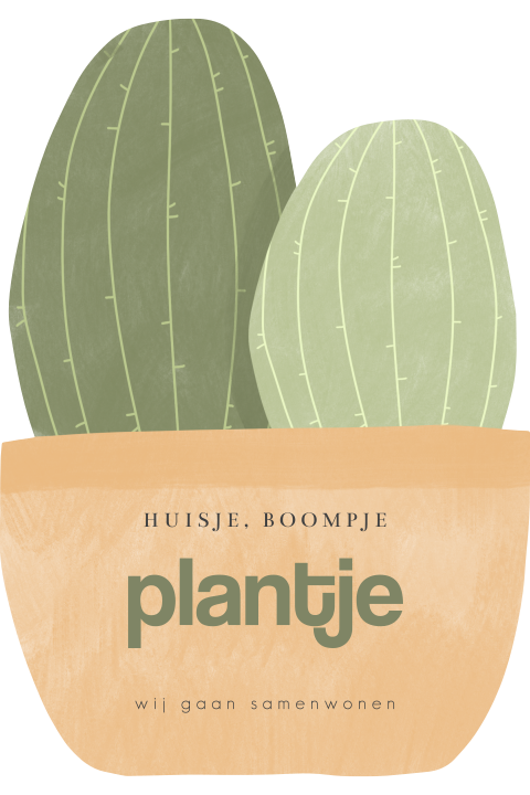 Verhuiskaart voor samenwonen in de vorm van een cactus