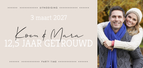 Ticket jubileumkaart uitnodiging 12,5 jaar getrouwd met foto