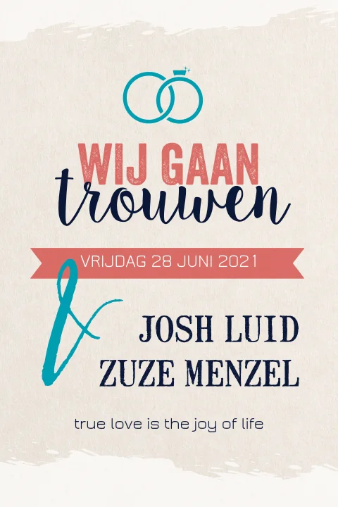 Retro vintage trouwkaart met ringen