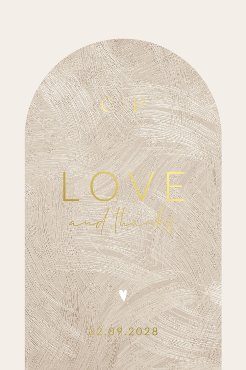 Stijlvolle bedankkaart met initialen en foliedruk