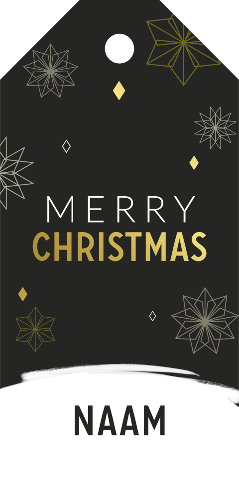 Kerst label met geometrische ijskristallen (per 16 stuks)