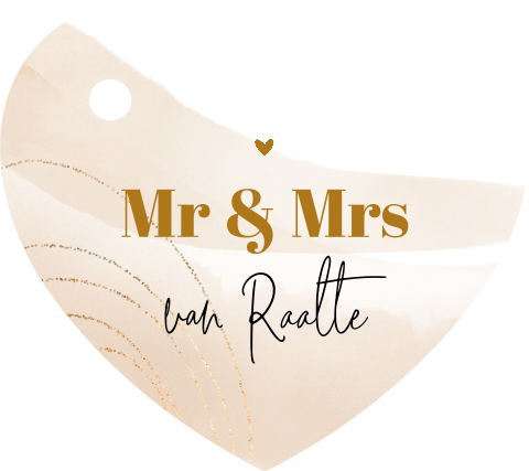Hart labelkaartje voor trouwen mr & mrs (per 16 stuks)