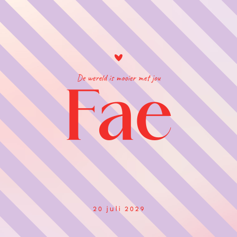 Kleurrijk basic meisje geboortekaartje met strepen