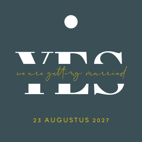 Vierkant label trouwen yes we are getting married (per 16 stuks)