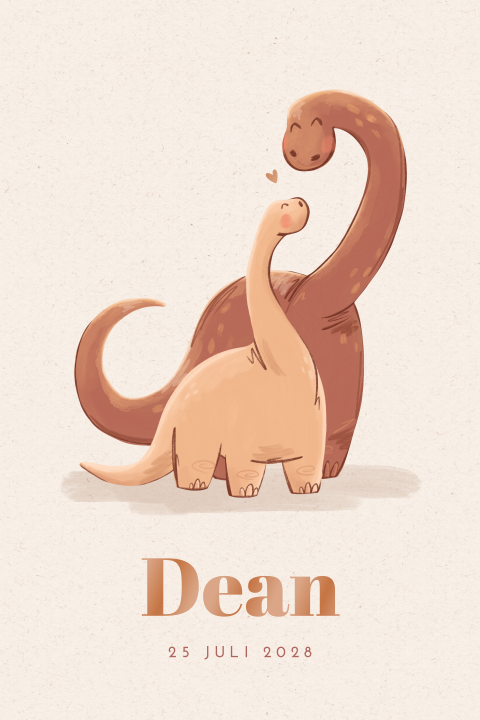 Dino geboortekaartje voor een jongen met hoogglans