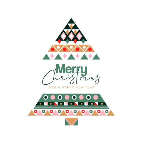 Strakke zakelijke kerstkaart met kleurrijke kerstboom