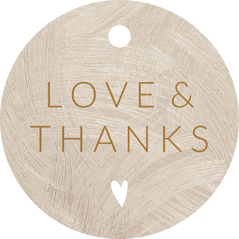 Stijlvolle ronde labels Love & Thanks bruiloft bedankje (per 16 stuks)