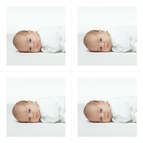 DIY vier minikaartjes met foto baby