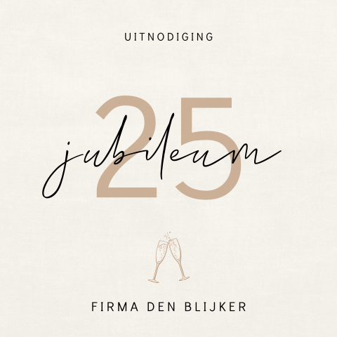 Stijlvolle zakelijke uitnodiging 25-jarig jubileum met champagne