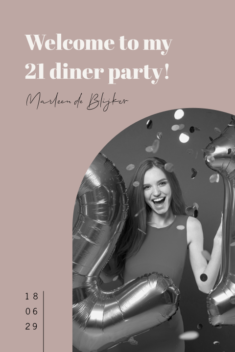 Hippe 21 diner party uitnodiging met foto