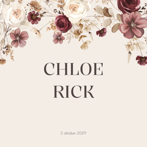 Romantische trouwkaart met bloemen